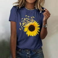 Ženska klasična verzija pamučne majice kratkih rukava s okruglim vratom, široka majica s printom, gornji dio kornjače