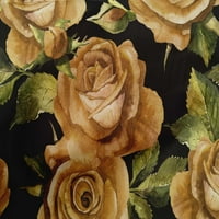 Pamučni poplin, svijetlosmeđa cvjetna tkanina s lišćem i ružama materijal za šivanje tkanina s otiskom širine