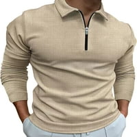 Muška atletski ogrlica za reverce majice muškarci klasični fit tee zipper Sport Waffle casual bluza tamno siva