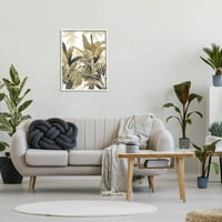 Tropska slojeviti ljetni palmi Botanička i cvjetna grafička umjetnost Bijela uokvirena umjetnička print zidna