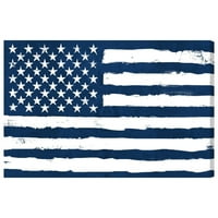 Wynwood Studio Americana i Patriotic Wall Art Canvas Otisci 'Rocky Freedom Navy' američke zastave - Plava, bijela