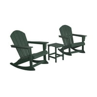3-dijelne stolice za ljuljanje za vanjsku terasu s pomoćnim stolom, tamnozelene