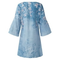 Održivi temperament ženske mode, Elegantna Mini haljina s izrezom u obliku slova 3/4 i rukavima, svijetloplava