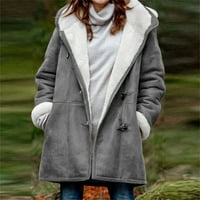 Ženski zimski kaput s kapuljačom, debeli topli kaput od antilopa od flisa obložen šerpom, gornja odjeća, Ležerne