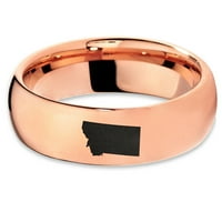 Muški i ženski udobni prsten od volframa od 18k ružičastog zlata s poliranom kupolom