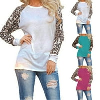 Rasprodaja jesenske košulje s dugim rukavima za žene Plus košulje s okruglim vratom s leopard printom s krpicama