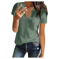 Ženska vrhunska ljetna modna modna pletenica tunika s kratkim rukavima Tonika gornji dio V-izreza zelena košulja