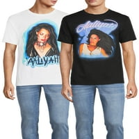 Grafičke majice Aaliyah muških i velikih muškaraca, 2-pack