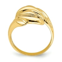 Le & lu 14k žuto zlato polirani zrnci vrtlog crossover prstena Veličina 7