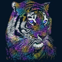 Rainbow Realistic Tiger muški mornarsko plava grafička grafička majica - Dizajn ljudi s