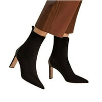 Čizme za žene- Moda visoki pet božićni pokloni komad pete ženske čizme za gležnjeve crne 36