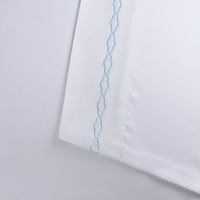 Vrhunski 4-dijelni set plahti od mikrovlakana s izvezenim plavo-bijelim oblacima, e-mail