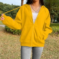 Trendske dukseve za ženske patentne zatvarače V-izrez pulover s dugim rukavima s kapuljačom duksericom