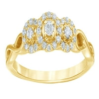 Bijeli prirodni dijamantni prsten okvira u 10k žutom zlatu