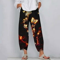 Duge hlače za žene, modne ljetne Ležerne široke ravne hlače s džepovima i printom, hlače