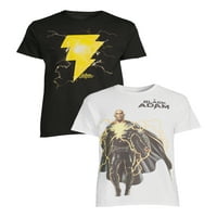 Black Adam Muška munja grafičke majice s kratkim rukavima, 2-pak, veličine S-3xl