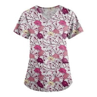 Ženski vrhovi Bluza grafički otisci radna odjeća s kratkim rukavima Žene Ljetne košulje za vrat ružičasta xl