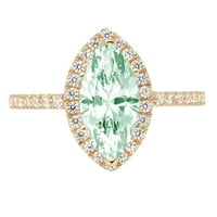 Zeleni simulirani dijamant Markiz rez od 2,38 karata u žutom zlatu od 14 karata s gravurom izjava Godišnjica zaruka