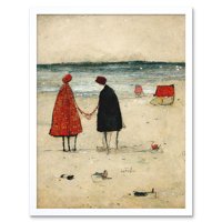 Savršen dan za šetnju par na plaži scena umjetnička print uokvireni zidni dekor plakata