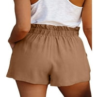 Ženske ljetne Ležerne široke kratke hlače, modne jednobojne elastične kratke hlače s visokim strukom