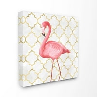 Flamingo životinja s uzorkom od ružičastog zlata dizajn platna zidna umjetnost iz albuma