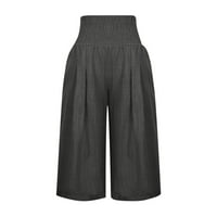 Ženske široke hlače širokog kroja visokog struka jednobojne ravne hlače s džepovima Ležerne široke prozračne hlače