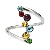 Prstenovi od nehrđajućeg čelika umetnuti u obojeno okruglo kamenje ženski prstenovi za izjavu ljubavi prstenovi