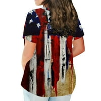 Ženski labavi udobni Top Plus size modne majice s printom američke zastave ljetni vrhovi kratkih rukava tunika