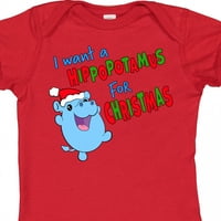 Inktastic Želim hipopotamus za božićni slatki punjeni hippo poklon dječak ili djevojački bodysuit