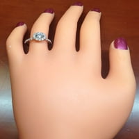 Dame 18k Bijelo zlato Zajednički zaručnički prsten Prong Halo s 1,50CT okrugli bijeli safir CTR 0. CTW G-VS dijamanti