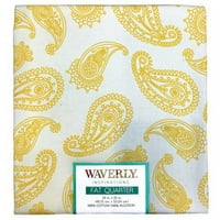 Waverly Inspirations 21 yd pamučni paisley precut tkanina za šivanje i izradu, bijela i žuta