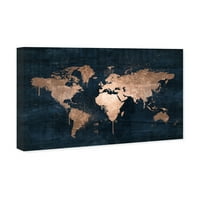 Wynwood Studio Maps and Flags Wall Art Canvas Otisci 'Mapamundi Copper' World Maps - brončana, plava