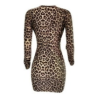 Klupske haljine za žene, večernja haljina s leopard printom, izrez u obliku slova B, Hip Hop haljina dugih rukava,