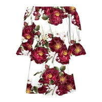 Ljetne haljine za žene plus vintage cvjetni print Off rame tunika labava fit bel rukav mini cvjetna y2k haljina