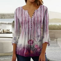 Fragarn ženski ležerni tunični vrhovi cvjetni dvostruki slojevi bluze labave košulje od naplaćenih mreža