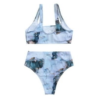 2 prugasti push-up Ženski kupaći kostim s dva Dekoltea Bikini visokog struka Tankini kupaći kostim komplet donjeg