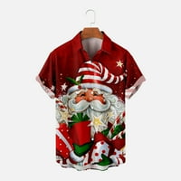 Sjajna Muška božićna majica s jednim džepom s božićnim printom ležerna široka košulja s džepom i printom