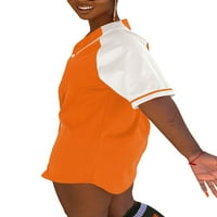 Ženska majica s kratkim rukavima, ljetni vrhovi kratkih rukava, modni dres, ženska casual Sportska tunika, narančasta