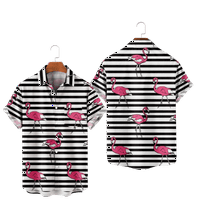 Flamingo košulje za muškarce, Muška havajska košulja s printom od 3 inča, modni vrhovi kratkih rukava na plaži,
