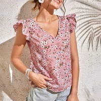 Ženski top bez rukava pametna ležerna boemska košulja s cvjetnim printom labava Majica Bez rukava s cvjetnim printom