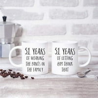 Šalica za kavu na veliko za 51. godišnjicu, godine nošenja hlača u obitelji, pustite ga da razmišlja, 2-PC