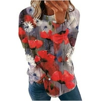 Ženski vrhovi s dugim rukavima, Ženska bluza s okruglim vratom s cvjetnim uzorkom, modni dugi puloveri, majice