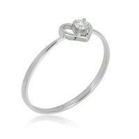 Prsten otvorenog srca od bijelog zlata od 10 karata s imitacijom dijamanta u obliku dijamanta-veličina 3,5