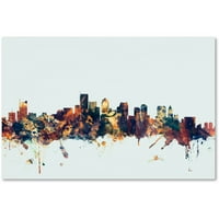 Zaštitni znak likovna umjetnost Boston Ma Skyline Blue Canvas Art by Michael Tompsett