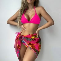 ženski tanki seksi bikini kupaći kostim od tri komada s printom Ženski kupaći kostim