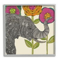 Stupell Industries cvjetni slon divljih životinja zamršeni paisley uzorci oblikuju grafičku umjetnost siva uokvirena