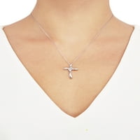 Sjajnost fini nakit CTTW Diamond Cross privjesak u Sterling Silver, 18