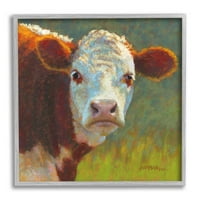 Seoska divljina krava portret životinje i insekti slikaju sivi uokvireni umjetnički print zidni umjetnost