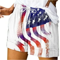 Yeatch ženski ljetni dan neovisnosti tiskana multi džepna čipka up kratke hlače casual hlače mornarice m