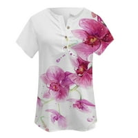 Pgeraug kardigan za žene za kratke rukave ležerne trendovske tiskane majice majice dekolte majice majice dame